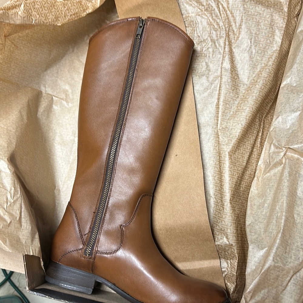 Classic Tall Brown Leather Riding Boot - Picture 2 of 8